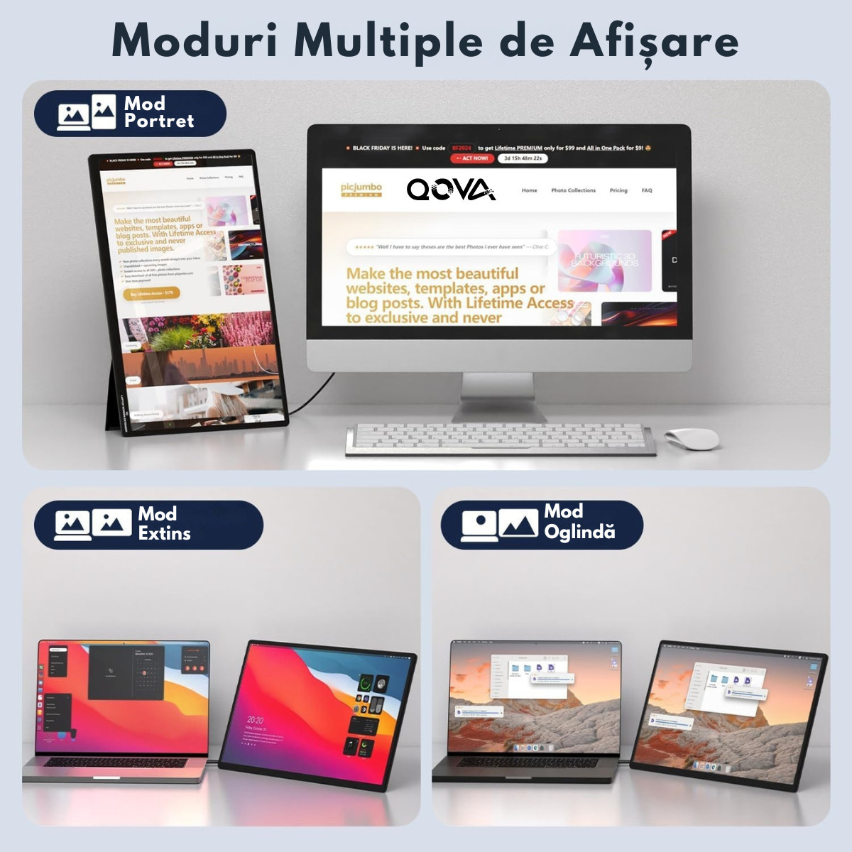 Qova Z1C IPS Portable Monitor 16" FHD 1920x1200 view 4