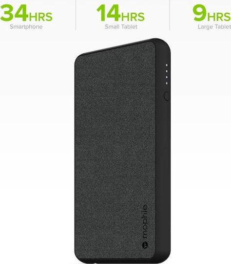 Mophie Powerstation Plus XL Fabric 10000mAh with USB-A Port Black vista 3