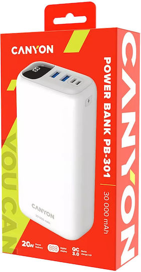 Canyon PB-301 Solar Power Bank 30000mAh 20W Power Delivery / Quick Charge 3.0 White view 4