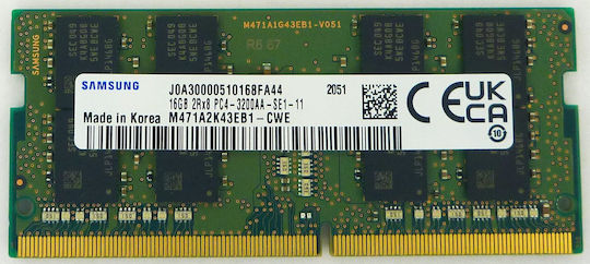 Samsung DDR4 with Module 1x16GB and Speed 3200 for Laptop M471A2K43EB1-CWE