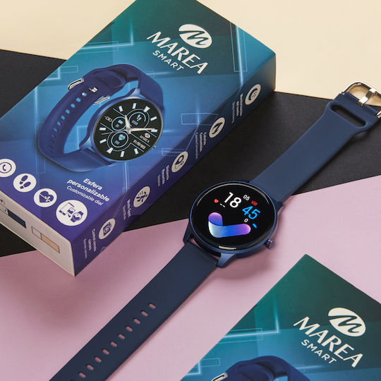 Marea Β61001 44mm Smartwatch with Heart Rate Monitor (Blue) view 4