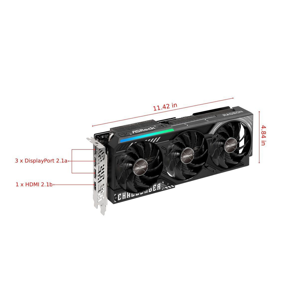 ASRock Radeon RX 9070 XT 16GB GDDR6 Challenger Graphics Card view 7