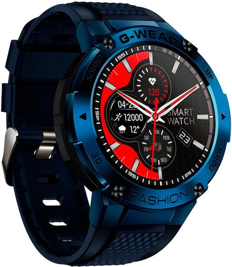 Microwear K28H Smartwatch with Heart Rate Monitor (Blue Case / Blue Silicone Strap)