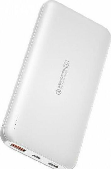 WK Gifon WP-189 Power Bank 20000mAh 18W with USB-A Port and USB-C Port Quick Charge 3.0 White