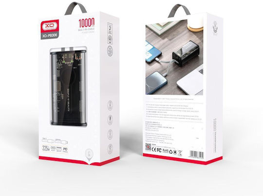 XO PB306 Power Bank 10000mAh 22.5W with USB-C Port Power Delivery / Quick Charge 2.0 / Quick Charge 3.0 Transparent view 2