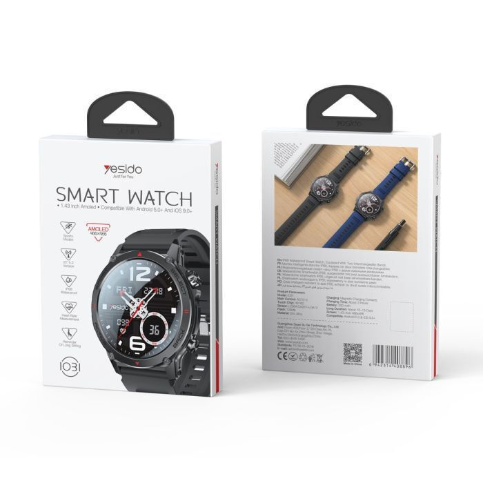 Yesido IO31 Smartwatch with Pedometer Heart Rate Sensors Black Large view 2