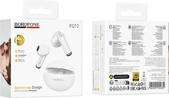 Borofone FQ12 Earbud Bluetooth Handsfree Earphones with Charging Case White view 2