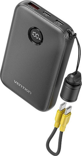 Vention Power Bank 10000mAh 22.5W with USB-A Port and USB-C Port Black view 2