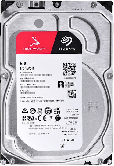 Seagate Ironwolf 6TB HDD Hard Drive 3.5" SATA III 5400rpm with 256MB Cache for NAS ST6000VN006 view 6