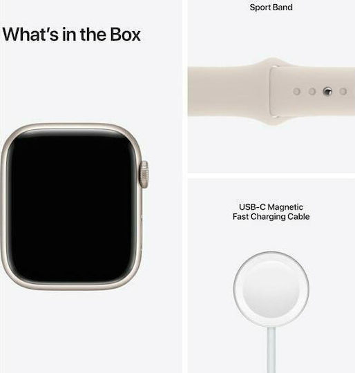 Apple Watch Series 7 Aluminium 45mm Waterproof with Heart Rate Monitor (Starlight) view 8