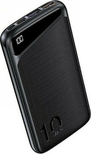 Awei P103K Power Bank 10000mAh 22.5W with 2 USB-A Ports and USB-C Port Black