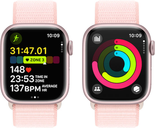 Apple Watch Series 9 Aluminium 41mm Waterproof with Heart Rate Monitor (Pink with Light Pink Sport Loop) view 8