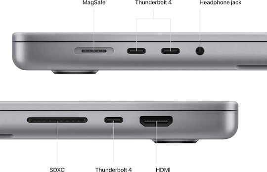 Apple MacBook Pro 16" (2023) 16.2" Retina Display 120Hz (M2-Pro 12-core/16GB/1TB SSD) Space Grey (GR Keyboard) vue 6