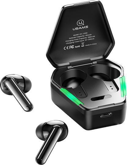 Usams JY01 In-ear Bluetooth Handsfree Earphones with Sweat Resistance and Charging Case Black