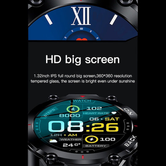 Aoke K37 45mm Smartwatch with Heart Rate Monitor (Black) view 4
