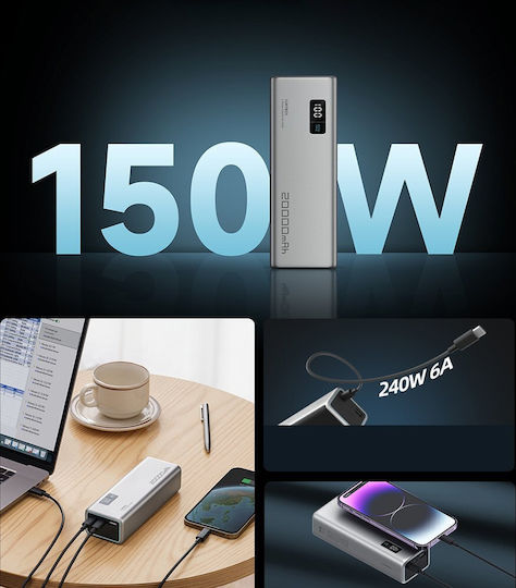 Cuktech P+Series No. 15 Power Bank 20000mAh 150W with USB-A Port Gray vue 3