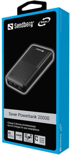 Sandberg Saver Power Bank 20000mAh with 2 USB-A Ports Black vista 4