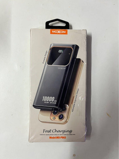 Moxom MX-PB63 Power Bank 10000mAh 20W with 2 USB-A Ports Power Delivery Black view 3