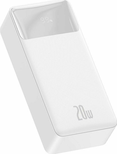 Baseus Bipow Digital Display Power Bank 30000mAh 20W with 2 USB-A Ports and USB-C Port White view 3