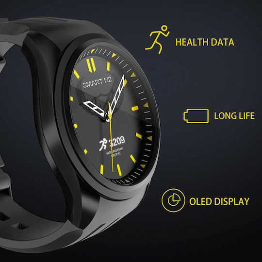 Aoke H2 Smartwatch (Black Case / Black Silicone Strap) view 2