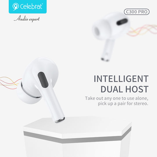 Celebrat C300 Pro Earbud Bluetooth Handsfree Earphones with Charging Case White view 6