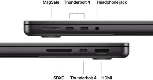 Apple MacBook Pro 14" (2024) 14.2" Retina Display 120Hz (M4-10-core/24GB/1TB SSD) Space Black (UK Keyboard) vue 5