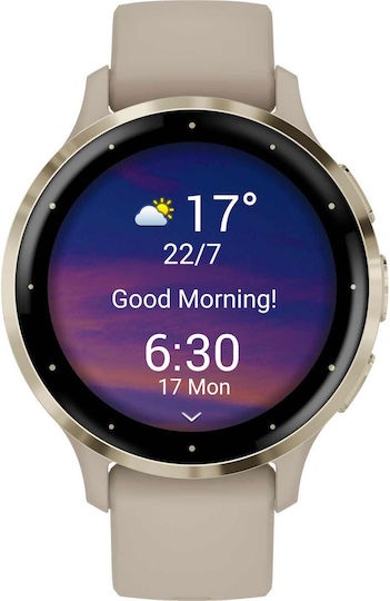 Garmin Venu 3S 41mm Waterproof Smartwatch with Heart Rate Monitor (Soft Gold Stainless Steel Bezel with French Gray Case and Silicone Band) view 4
