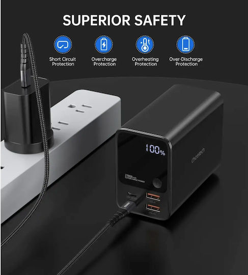 Choetech B635BK Power Bank 27000mAh 22.5W with 2 USB-A Ports and 2 USB-C Ports Black view 6