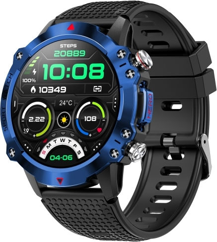 K10 1.39 Inch Ip67 Waterproof Smart Watch Support Heart Rate Sleep Monitoring Black Blue