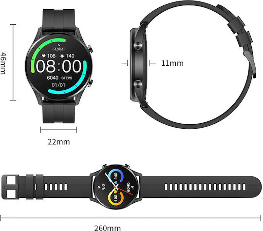 Imilab W12 Waterproof Smartwatch with Heart Rate Monitor (Black) view 6