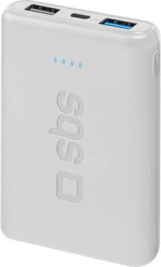 SBS Pocket Line Power Bank 5000mAh with 2 USB-A Ports White Ansicht 4