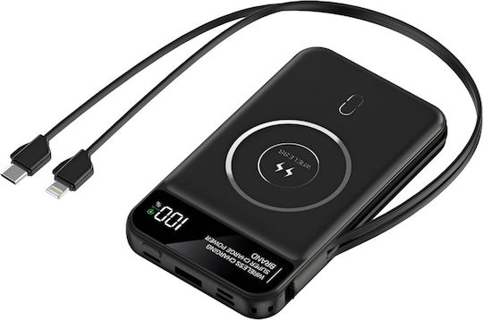 Power Bank 10000mAh with USB-A Port and 2 USB-C Ports Black