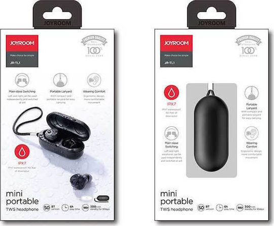 Joyroom JR-TL1 Pro In-ear Bluetooth Handsfree Earphones with Sweat Resistance and Charging Case Black view 3