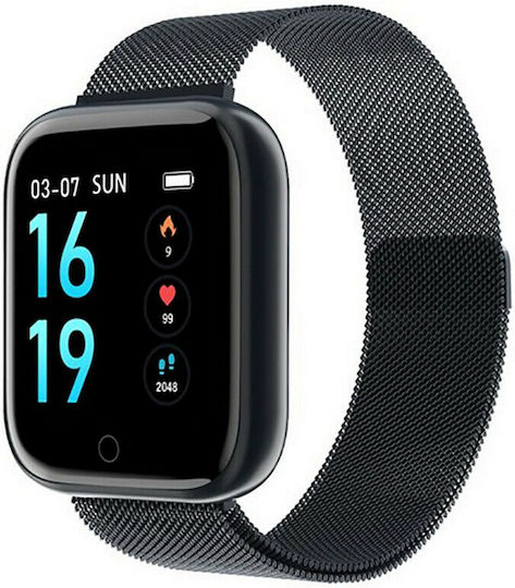 Smartwatch Slim Fitness Bracelet T80s Black 1.3 Inch Color Ips Tft Display Heart Rate Measurement Body Temperature Measurement Ambient Temperature Measurement Sleep Monitoring Black Silicone Bracelet view 1