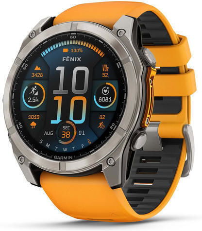 Garmin Fenix 8 Titanium 51mm Waterproof Smartwatch with Heart Rate Monitor (Sapphire, Titanium With Spark Orange/Graphite Silicone Band) view 2