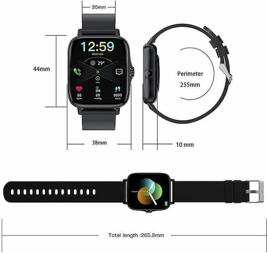 Smartwatch with Heart Rate Monitor (Black) view 7