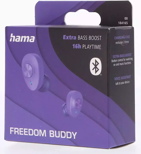 HAMA Freedom Buddy In-ear Bluetooth Handsfree Earphones with Charging Case Purple view 3