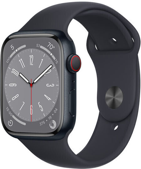 Apple Watch Series 8 Aluminium 41mm Waterproof with Heart Rate Monitor (Midnight with Midnight Sport Band) view 2