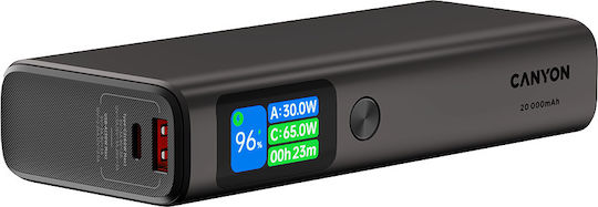 Canyon OnPower 230 20000mAh 130W with USB-A Port and 2 USB-C Ports Power Delivery Gray vue 5