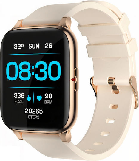 Zerofit Smartwatch Idealstore Ultra Slim 1.7" Heart Rate Monitoring Blood Pressure 24/7 Call Text Notifications Multi-sport High Battery Life Water Resistant Gold view 1