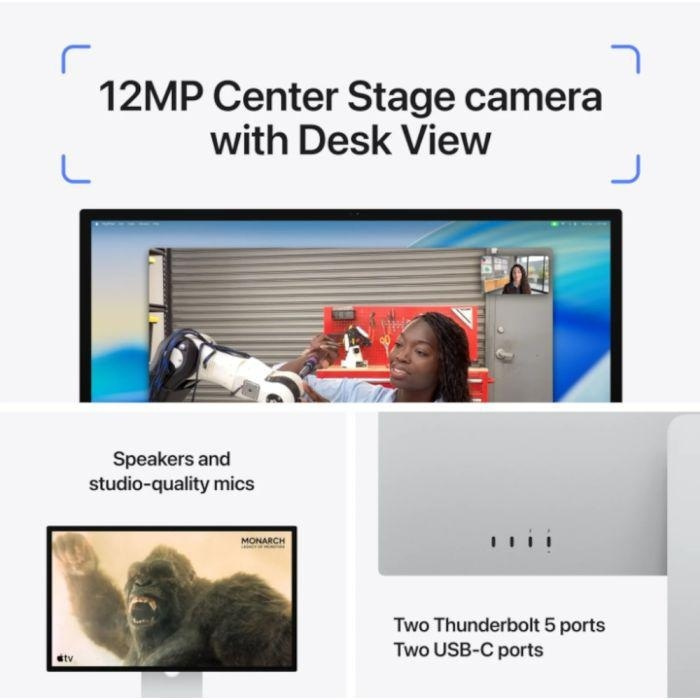 Apple Studio Display (2026) Monitor 27" 5120x2880 White Standard Glass Tilt Adjustable Stand vista 3
