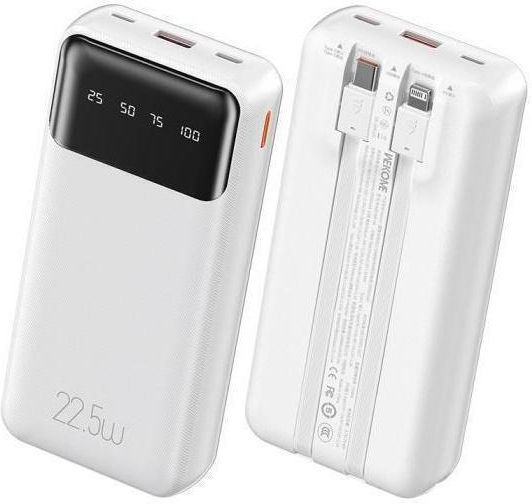 WK WP-64 Power Bank 20000mAh 22.5W with USB-A Port and USB-C Port Power Delivery White view 3
