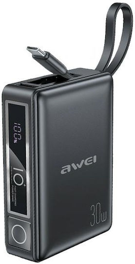 Awei P87K Power Bank 10000mAh 30W with USB-A Port and USB-C Port Black view 7