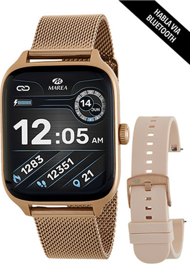 Marea B58011 Stainless Steel Smartwatch with Heart Rate Monitor (Rose Gold) view 2