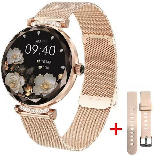 Aoke NX7 Pro Smartwatch with Heart Rate Monitor (Silver Case / Silver Strap Metallic) vista 2