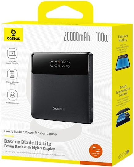Baseus Blade H1 Lite Power Bank 20000mAh 100W with 2 USB-A Ports and 2 USB-C Ports Power Delivery / Quick Charge 3.0 / Quick Charge 4.0 Black view 2