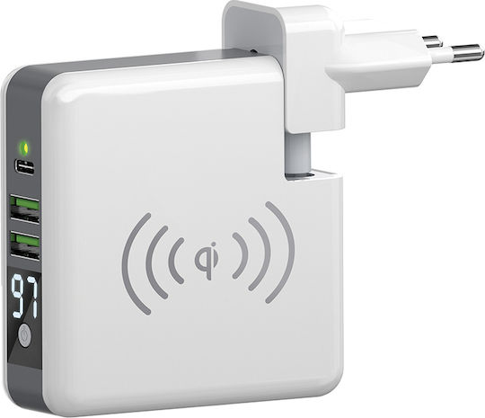 Forever Core Wall Power Bank 6700mAh with 2 USB-A Ports and USB-C Port White vue 2