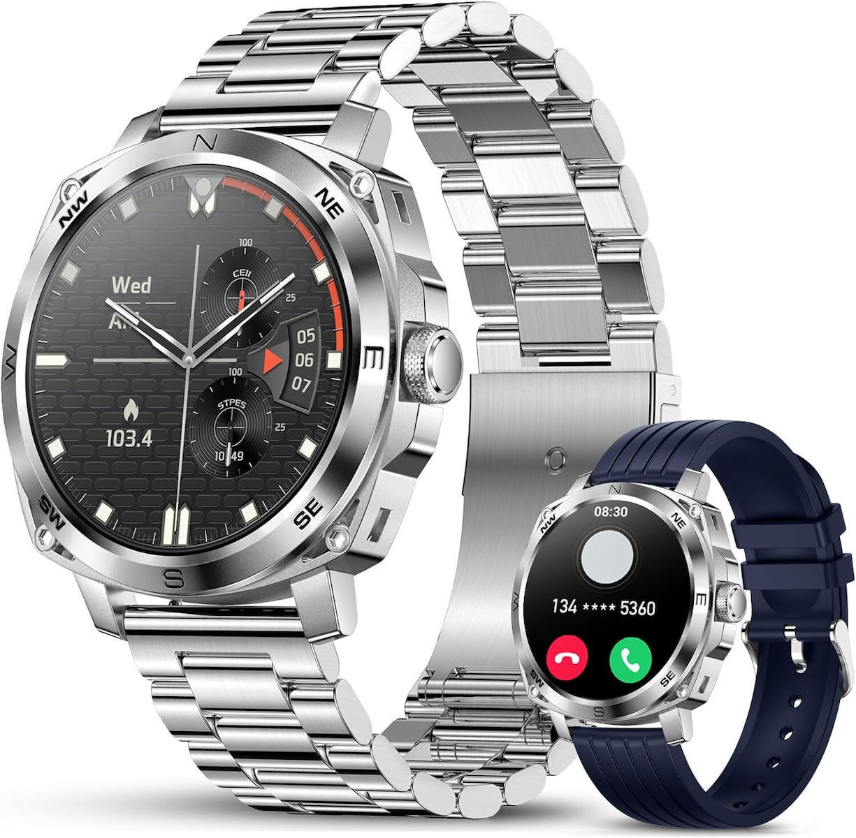 RisenFiT Aluminium Smartwatch with Heart Rate Monitor (Silver) view 8