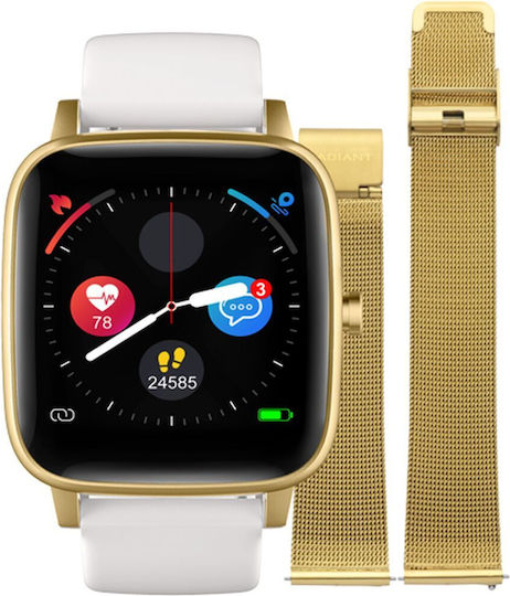 Radiant Queensboro Smartwatch with Heart Rate Monitor (Gold / White) view 2