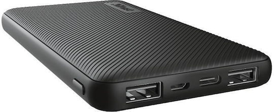 Trust Primo Ultra-thin Power Bank 10000mAh 15W with 2 USB-A Ports and USB-C Port Black